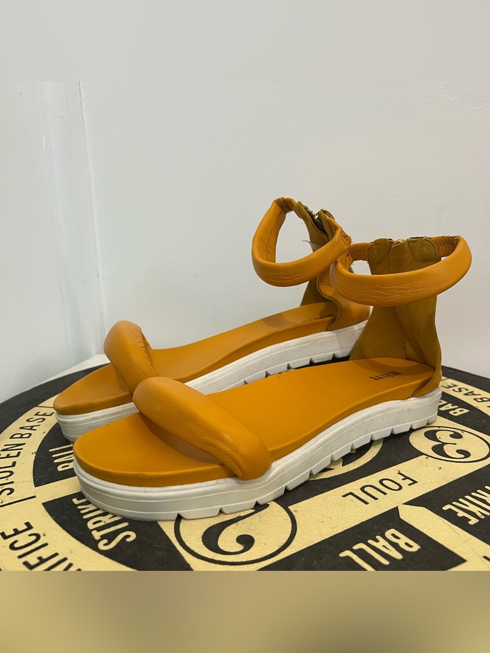 Anthropologie Maeve Puffy Sport Sandals Chunky Strappy Yellow Women’s 40 9/9.5